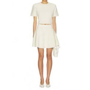 NEW DODIEE alpaca wool mini circular skirt in cream